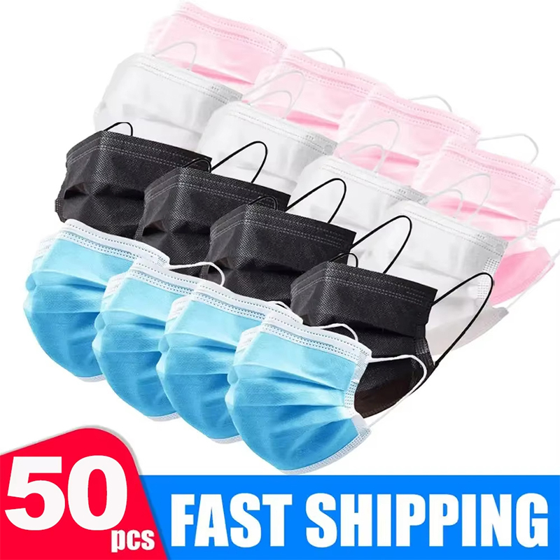 Disposable Mask Blue - 50 шт., 3-слойная маска унисекс, маски