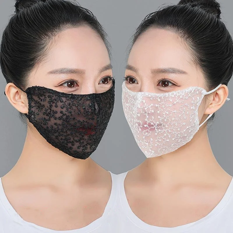 Cloth Face Mask Washable - 1/2 шт. черно-белая кружевная маска для