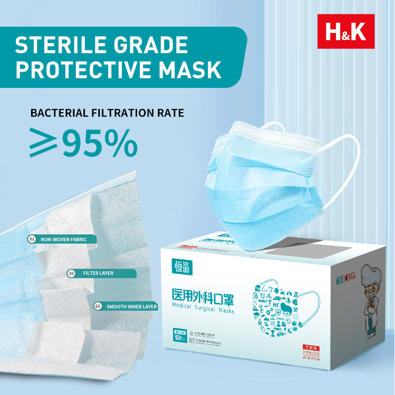 Disposable Mask Blue - Одноразовые маски для лица в коробке,