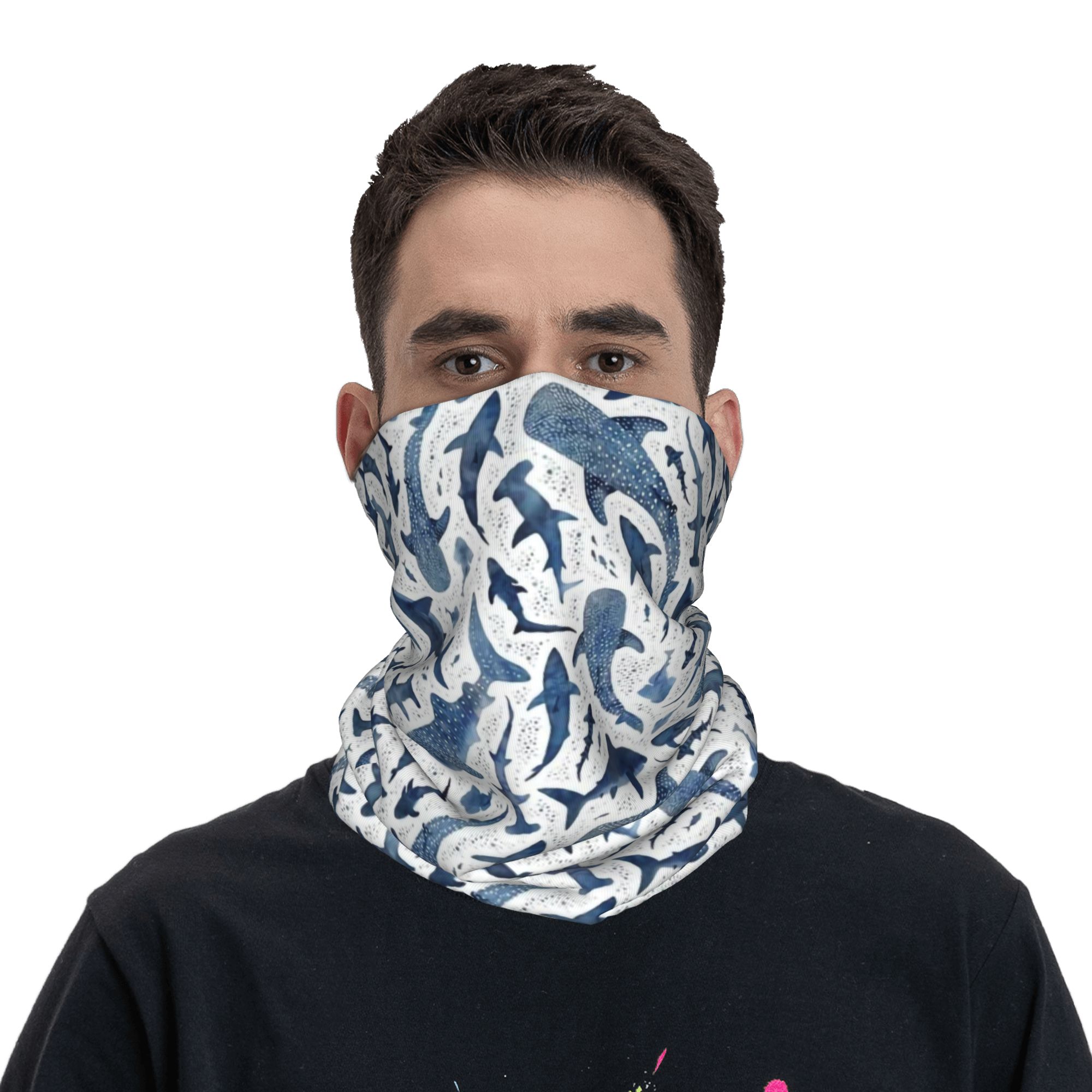 Пользовательские синие акварел – обзор и цена Neck Gaiter Face Cover